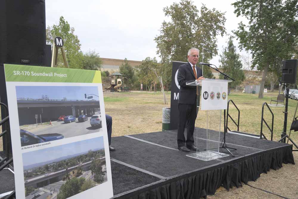 8-4-2022, Councilmember Paul Krekorian with County Supervisor Kathryn Barger, Metro Board chair Ara Najarian attend the 170 Fwy Soundwall Ribbon Cutting at 6226 Laurelgrove Ave., Valley Glen.